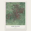 Fort Wayne, Indiana map print, the full design
