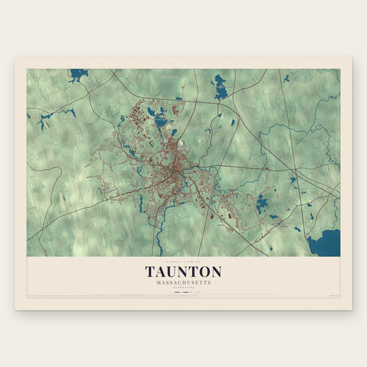 Taunton, Massachusetts map print, the full design