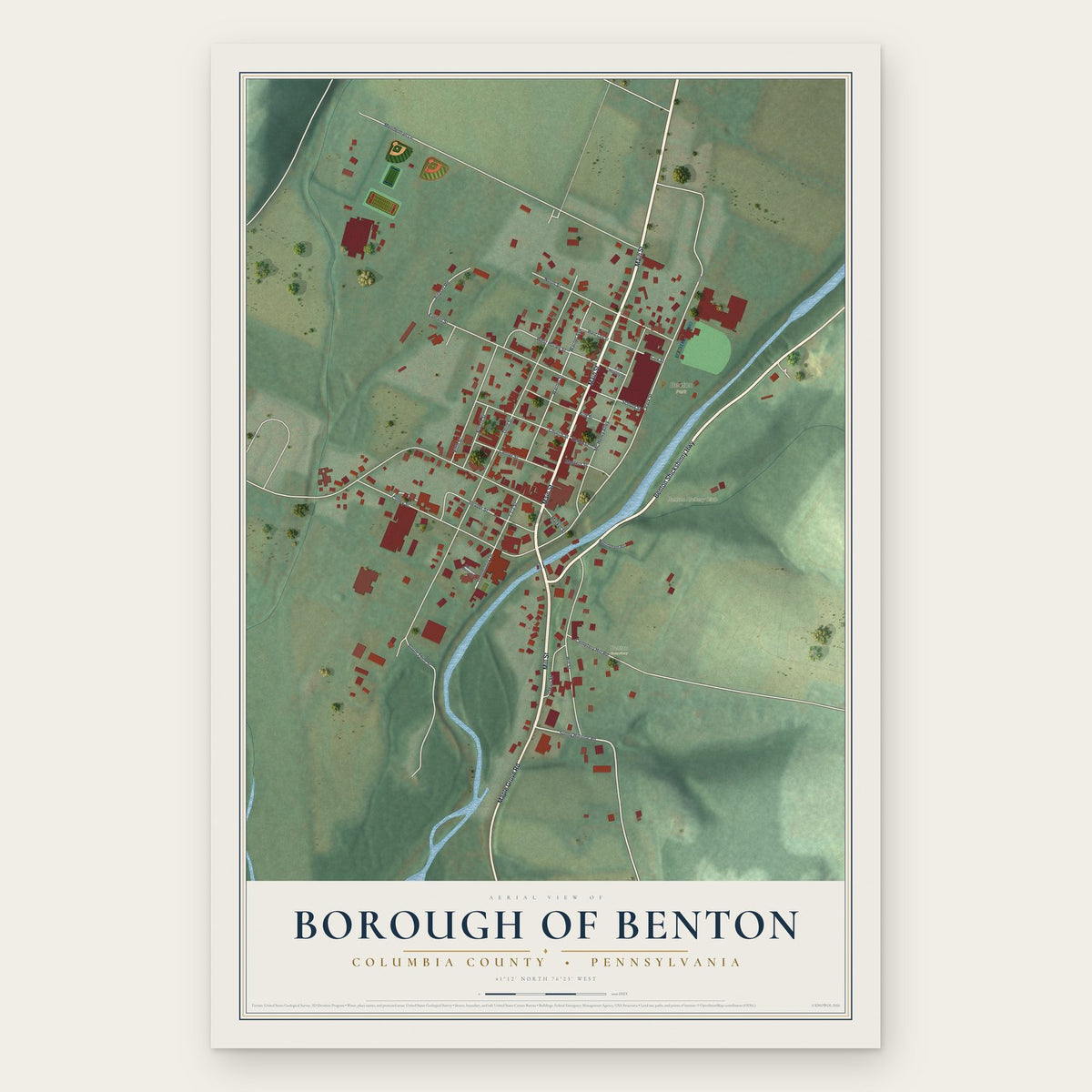 Borough of Benton, Columbia County, Pennsylvania map print, the full design