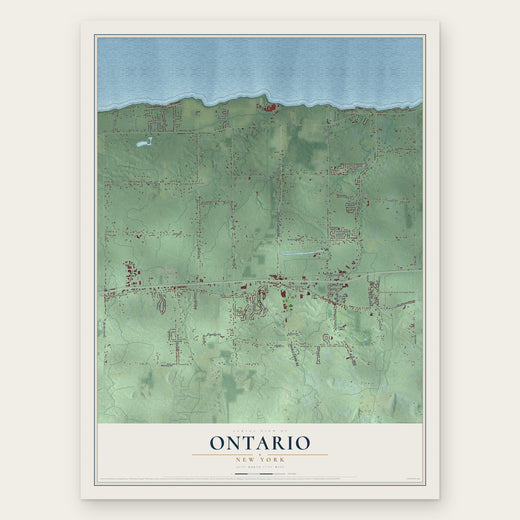 Ontario, New York map print, the full design