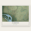 Clarence, Louisiana map print, the full design