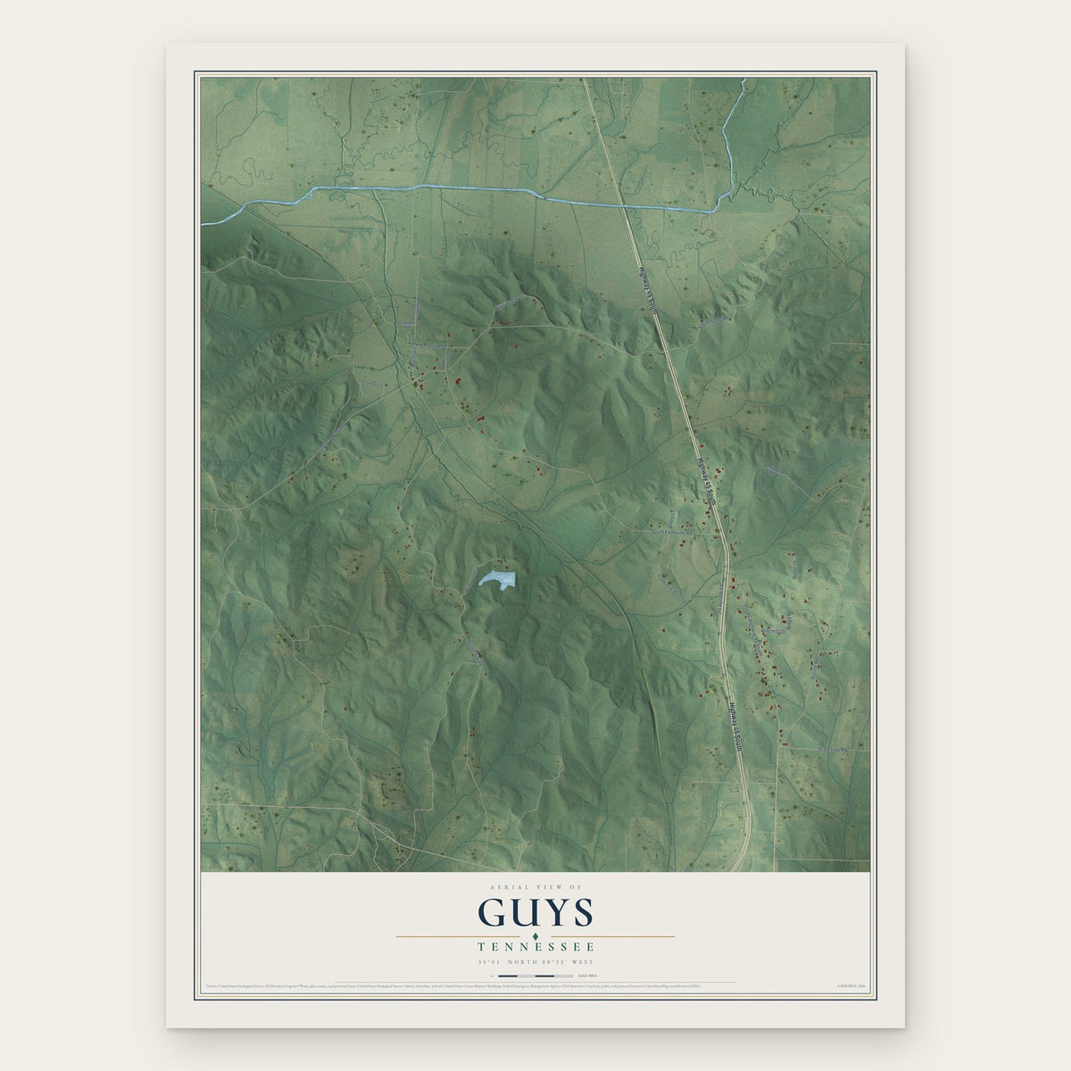 Guys, Tennessee map print, the full design
