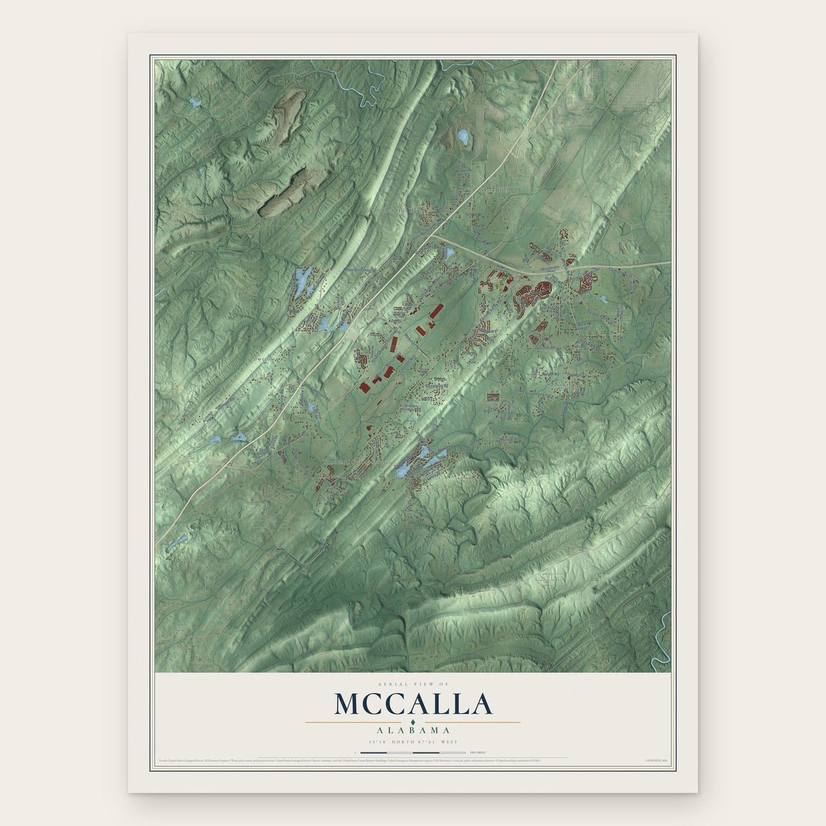 McCalla, Alabama map print, the full design