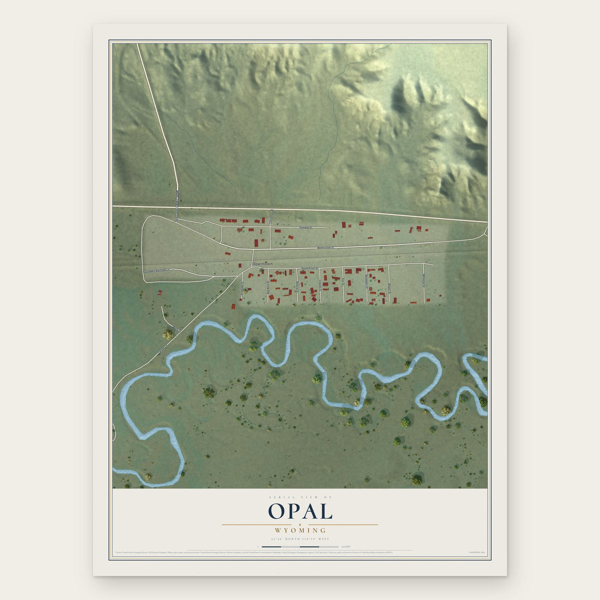 Opal, Wyoming map print, the full design
