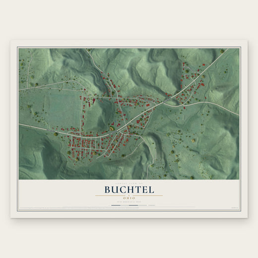 Buchtel, Ohio map print, the full design