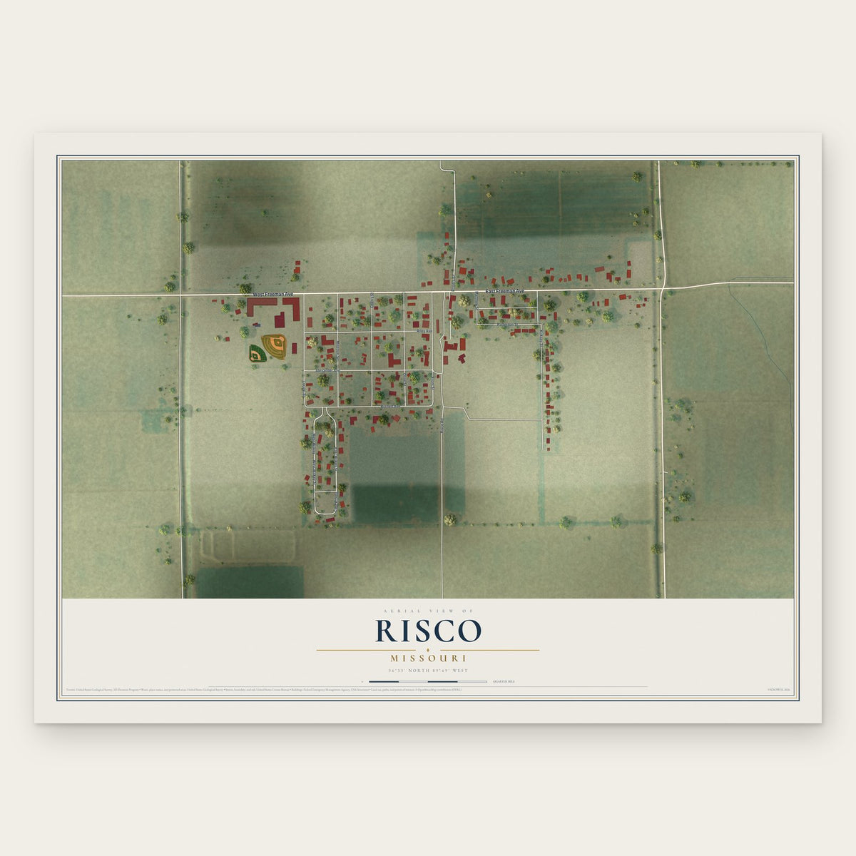 Risco, Missouri map print, the full design