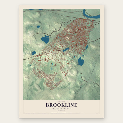 Brookline, Massachusetts map print, the full design