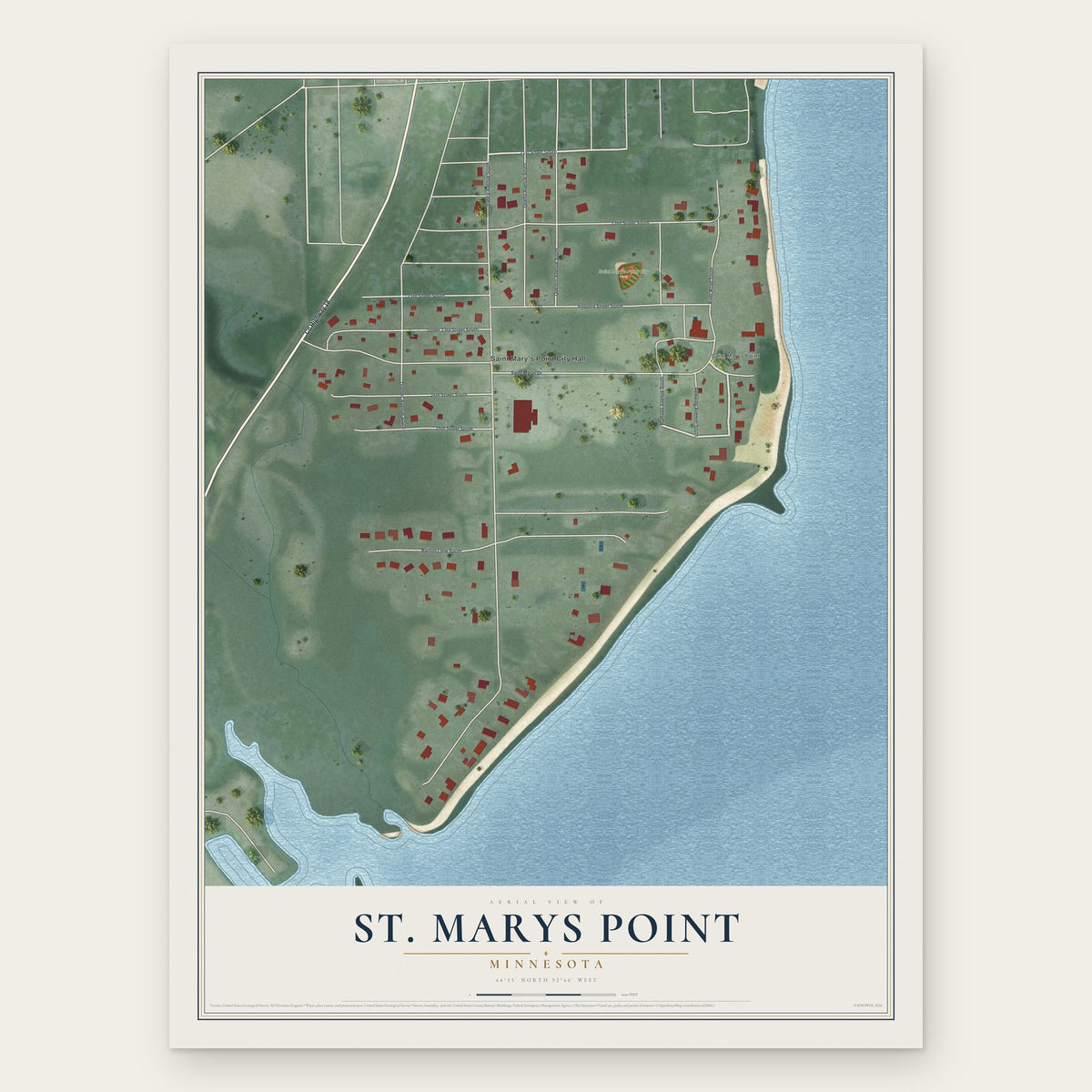St. Marys Point, Minnesota map print, the full design