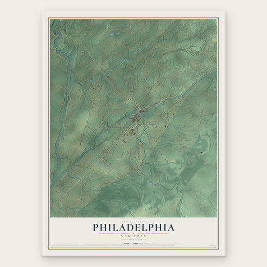 Philadelphia, New York map print, the full design