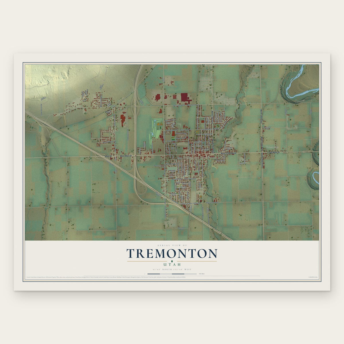 Tremonton, Utah map print, the full design