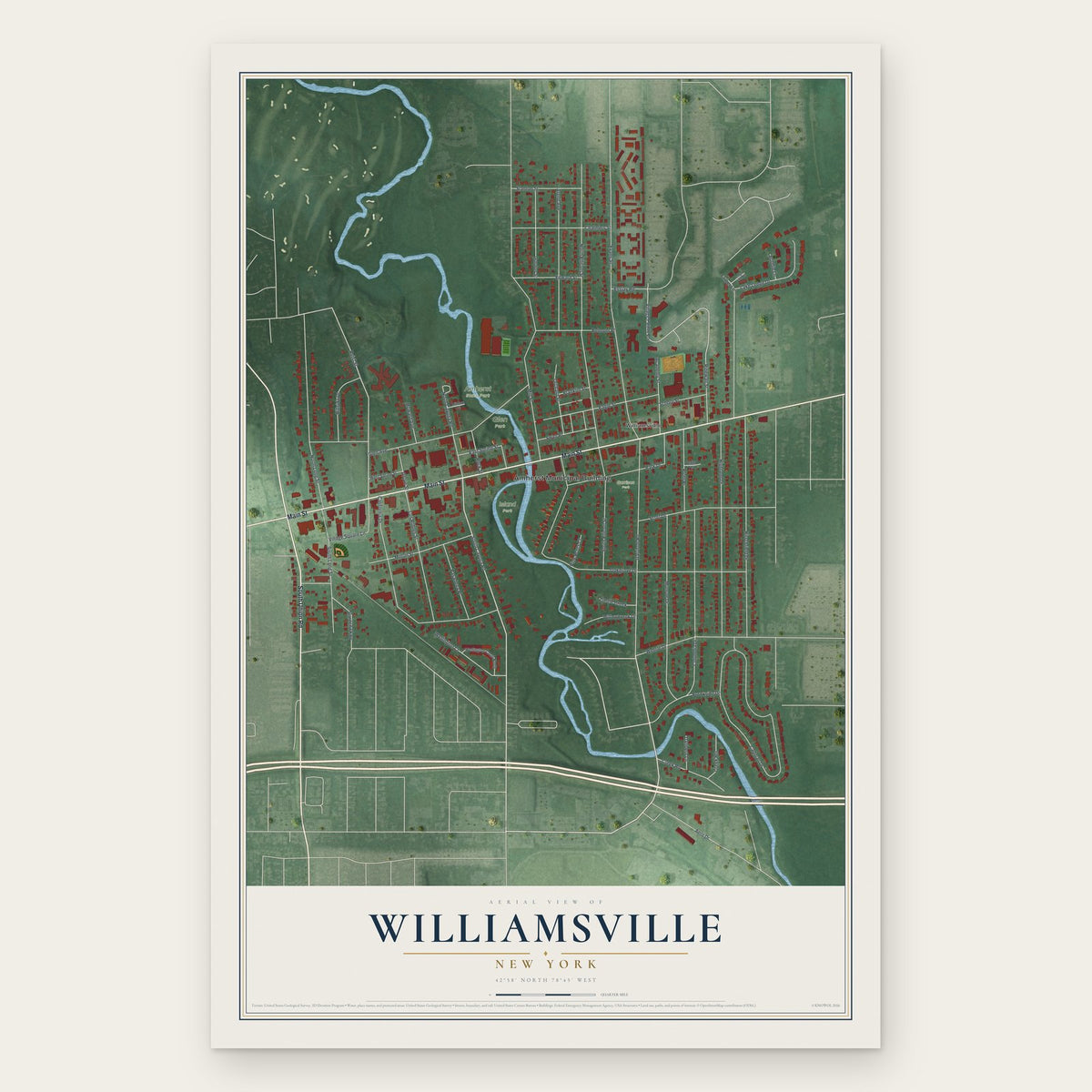 Williamsville, New York map print, the full design