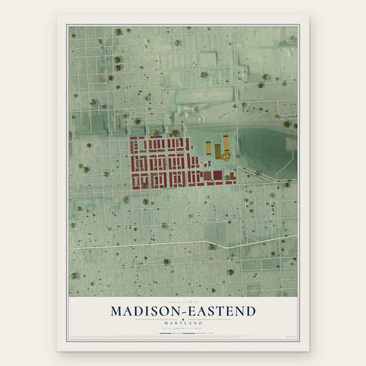 Madison-Eastend, Maryland map print, the full design