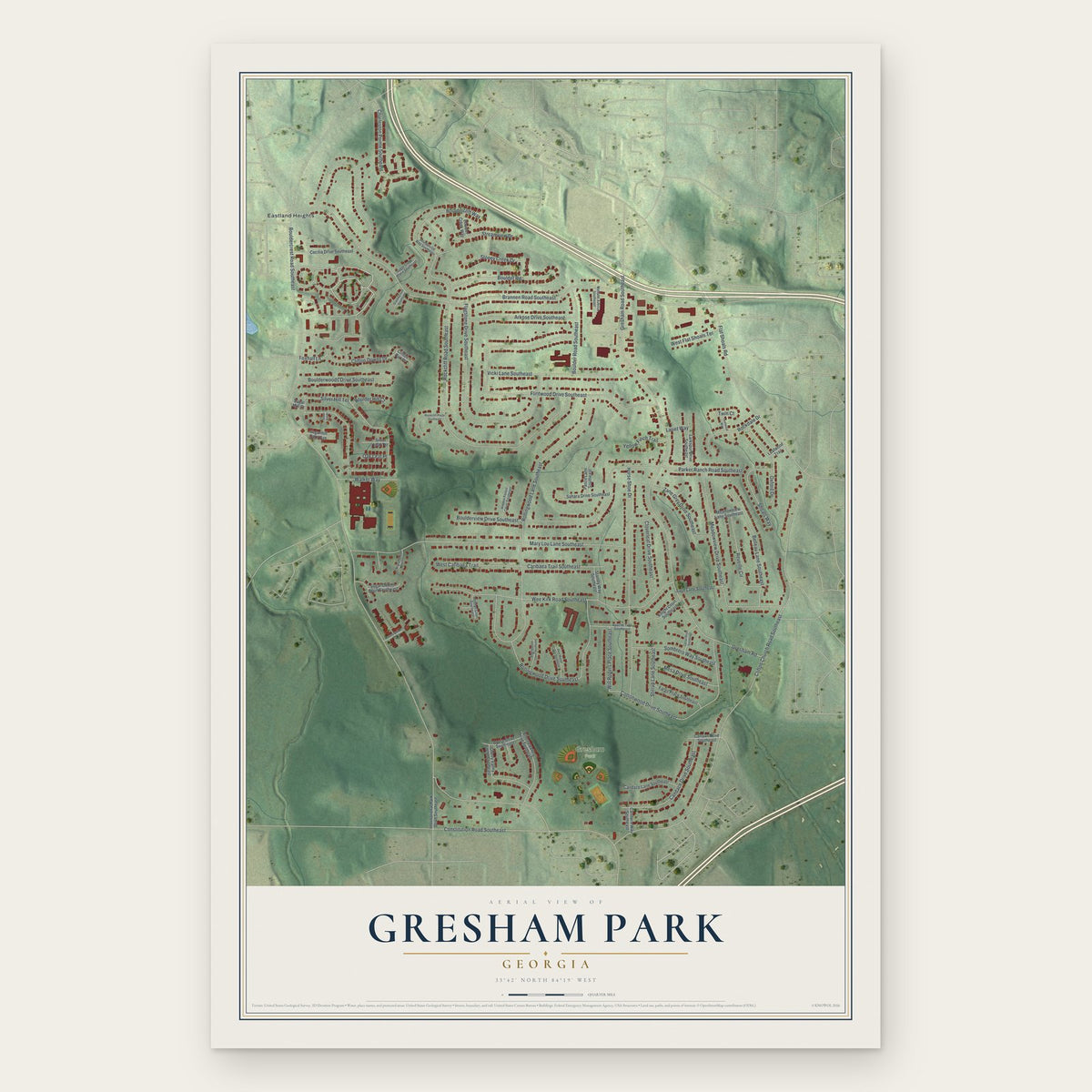 Gresham Park, Georgia map print, the full design