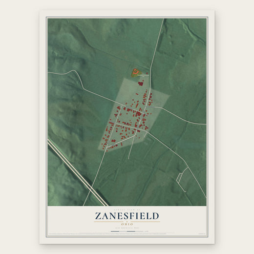 Zanesfield, Ohio map print, the full design