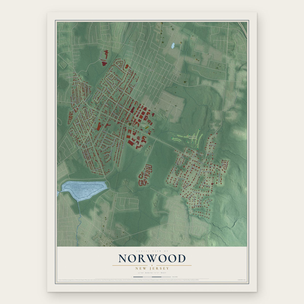 Norwood, New Jersey map print, the full design