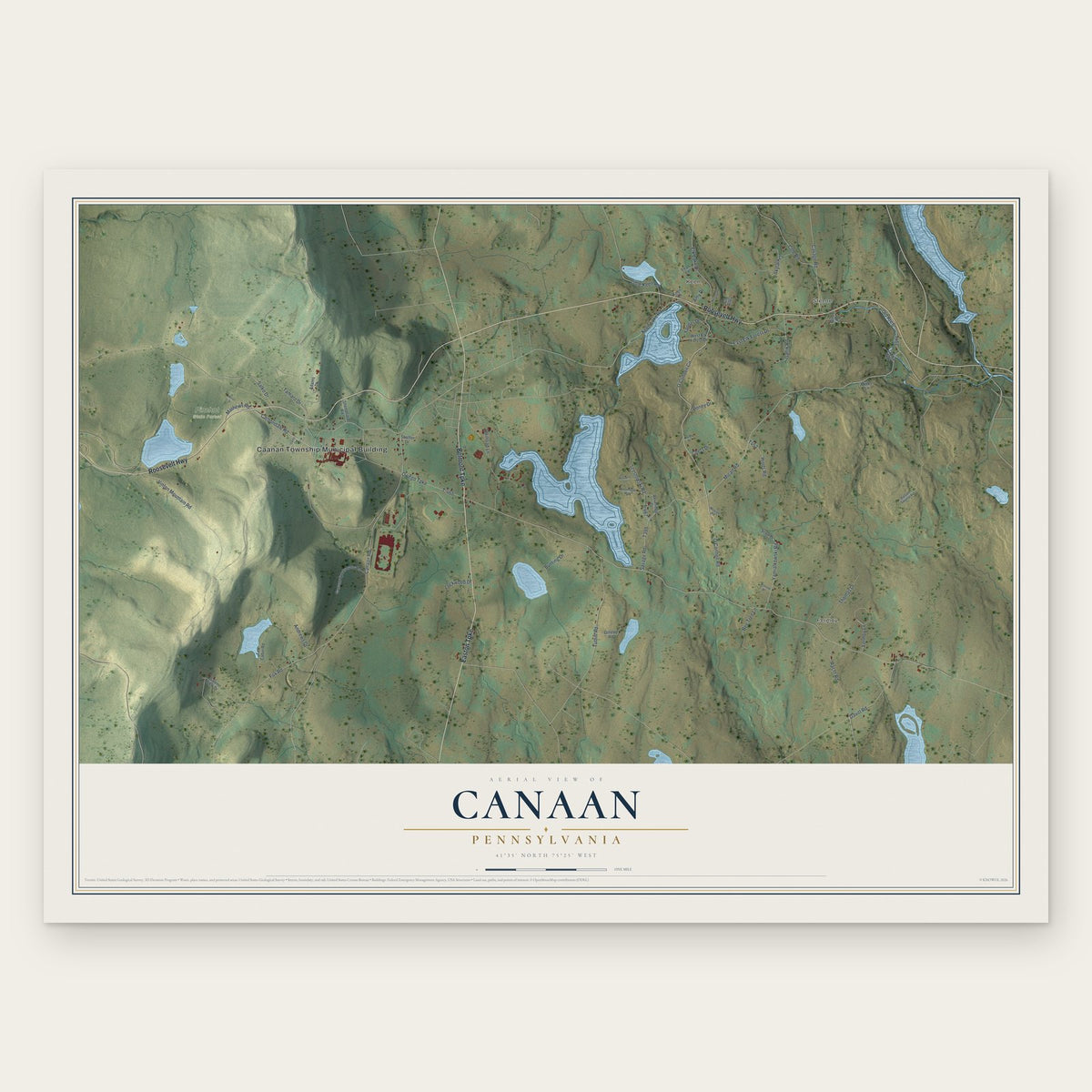 Canaan, Pennsylvania map print, the full design