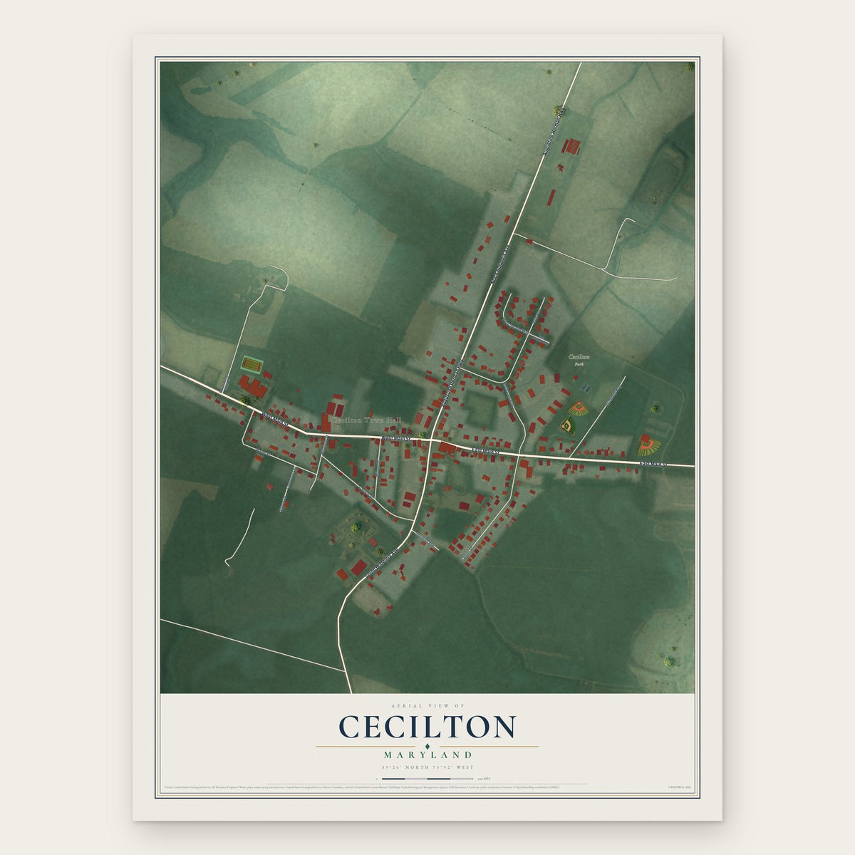 Cecilton, Maryland map print, the full design
