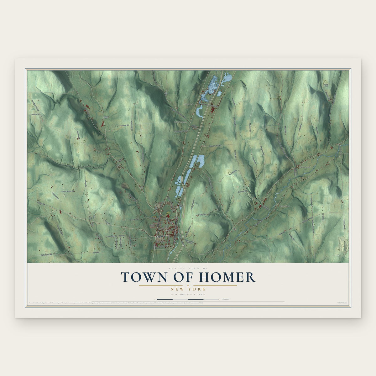 Town of Homer, New York map print, the full design