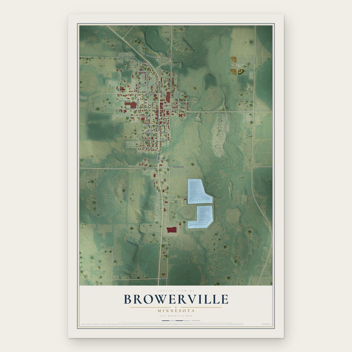 Browerville, Minnesota map print, the full design