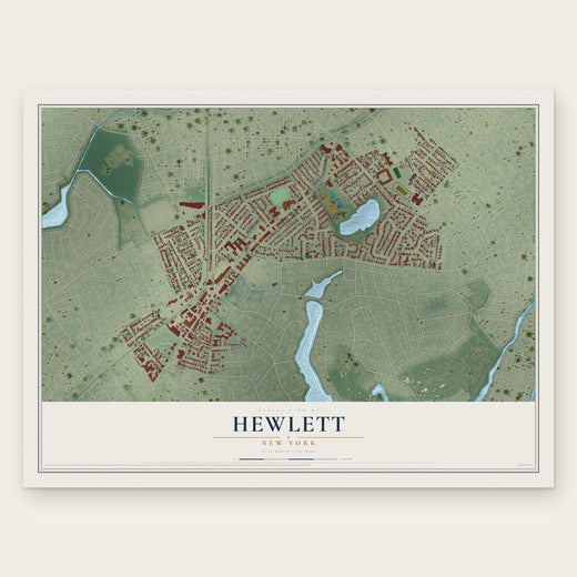 Hewlett, New York map print, the full design