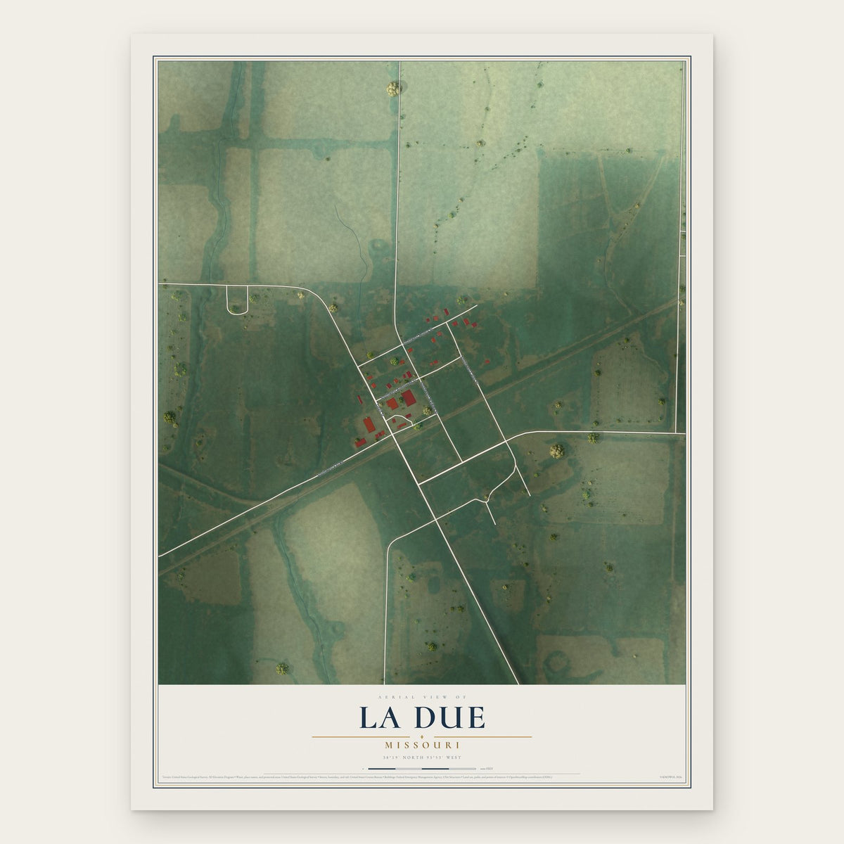 La Due, Missouri map print, the full design