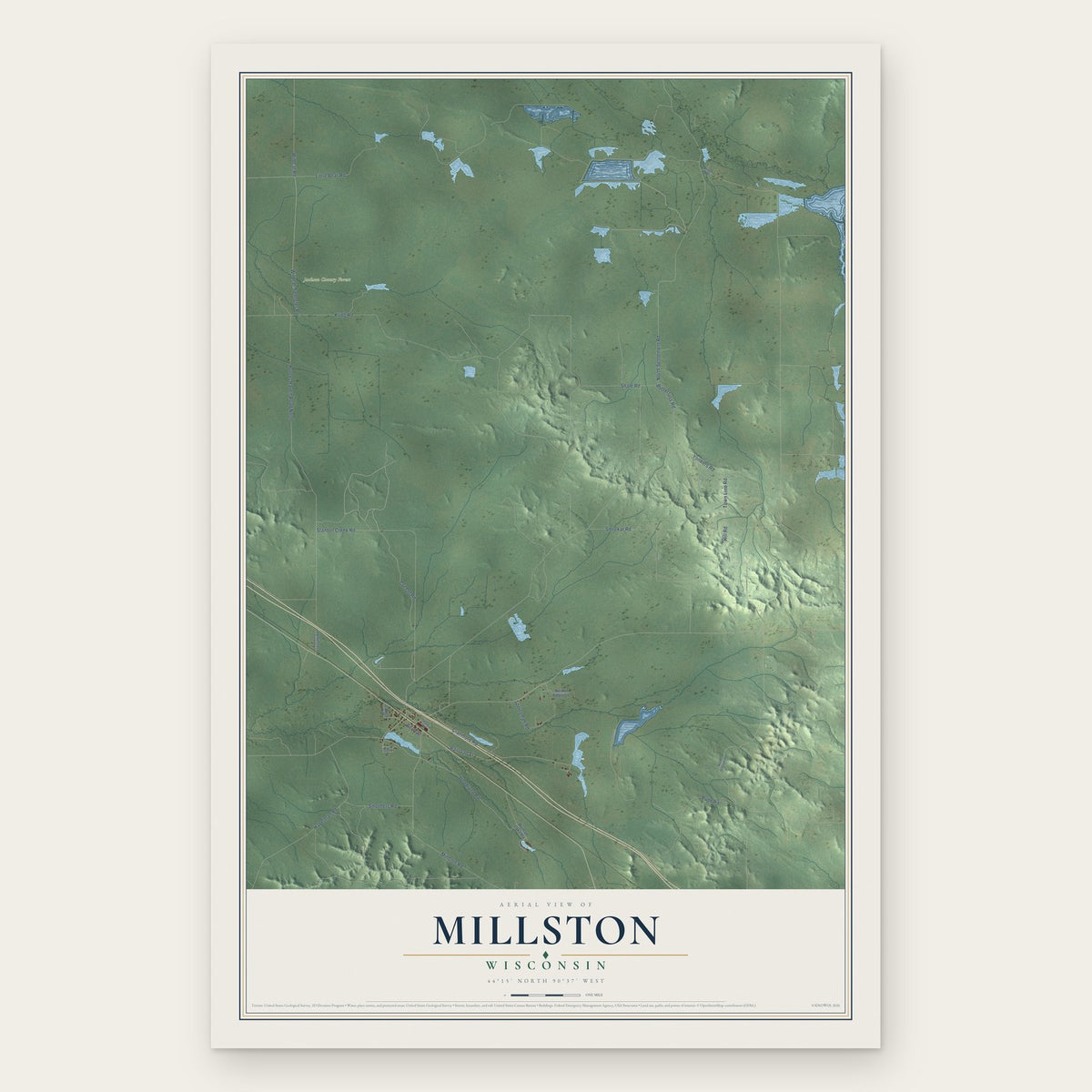Millston, Wisconsin map print, the full design