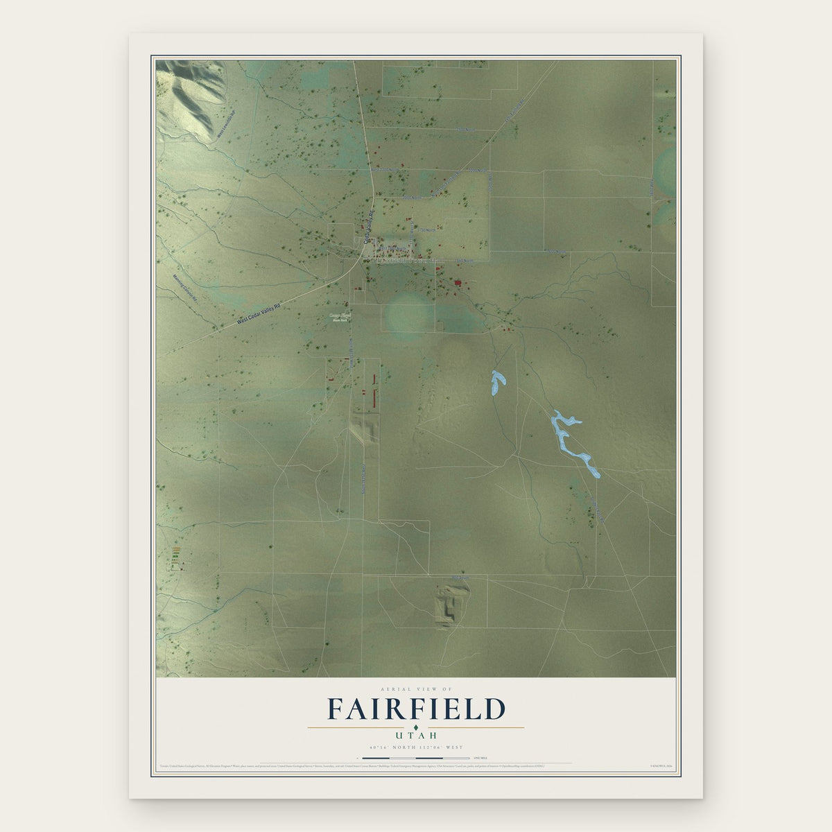 Fairfield, Utah map print, the full design