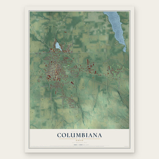 Columbiana, Ohio map print, the full design