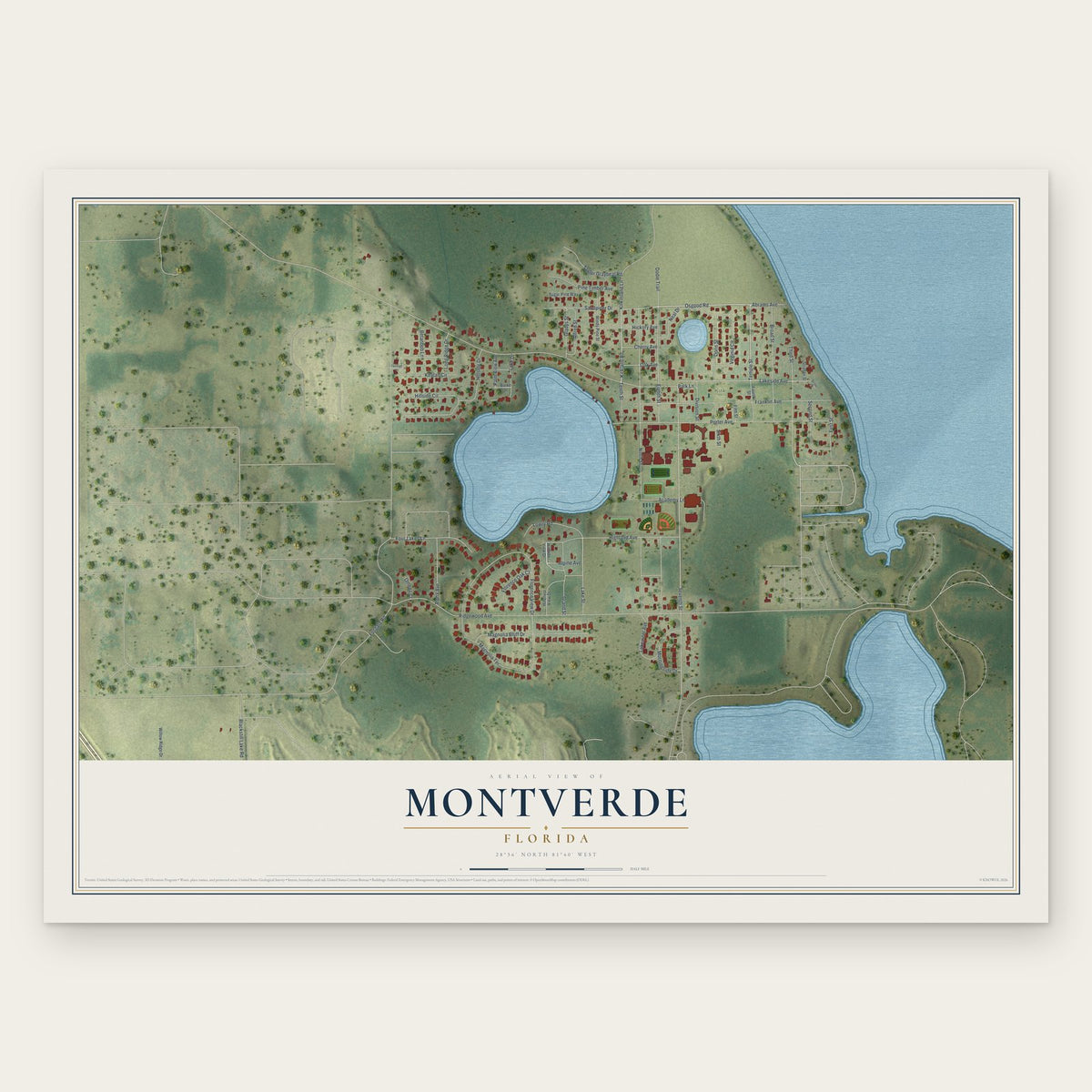 Montverde, Florida map print, the full design