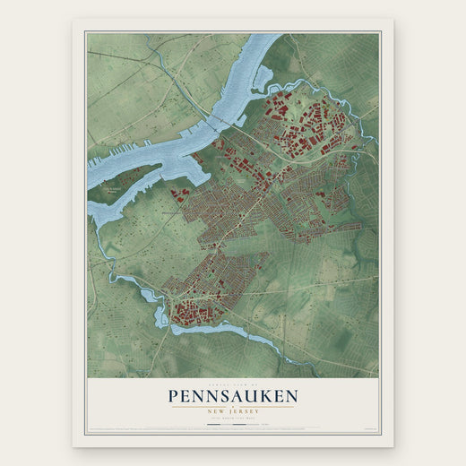 Pennsauken, New Jersey map print, the full design