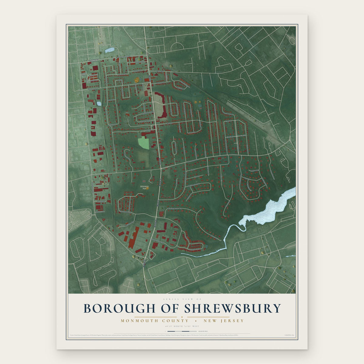 Borough of Shrewsbury, Monmouth County, New Jersey map print, the full design