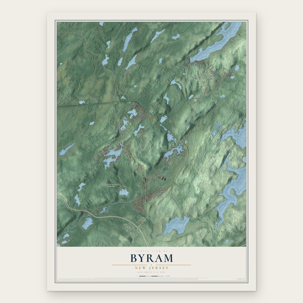 Byram, New Jersey map print, the full design