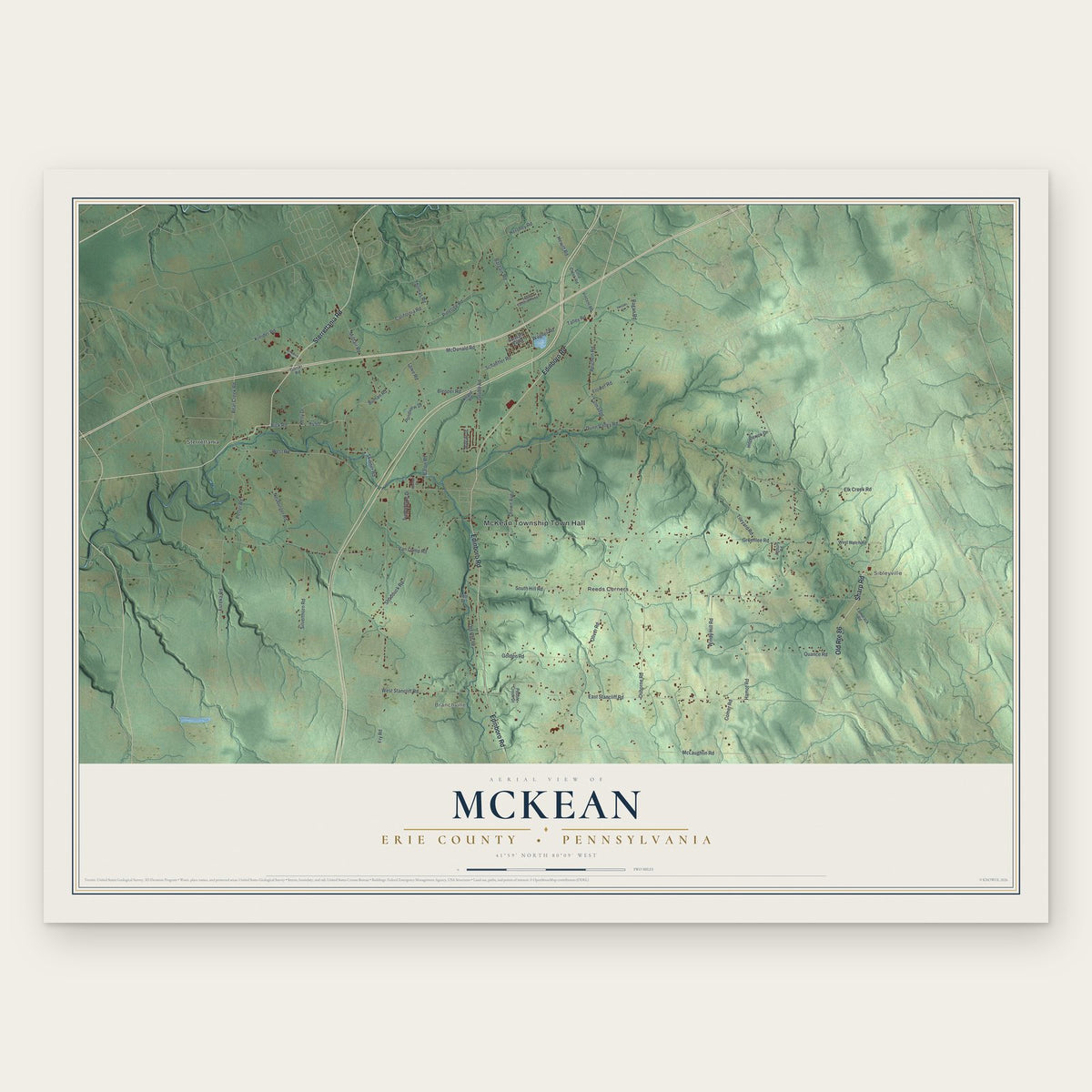 McKean, Erie County, Pennsylvania map print, the full design