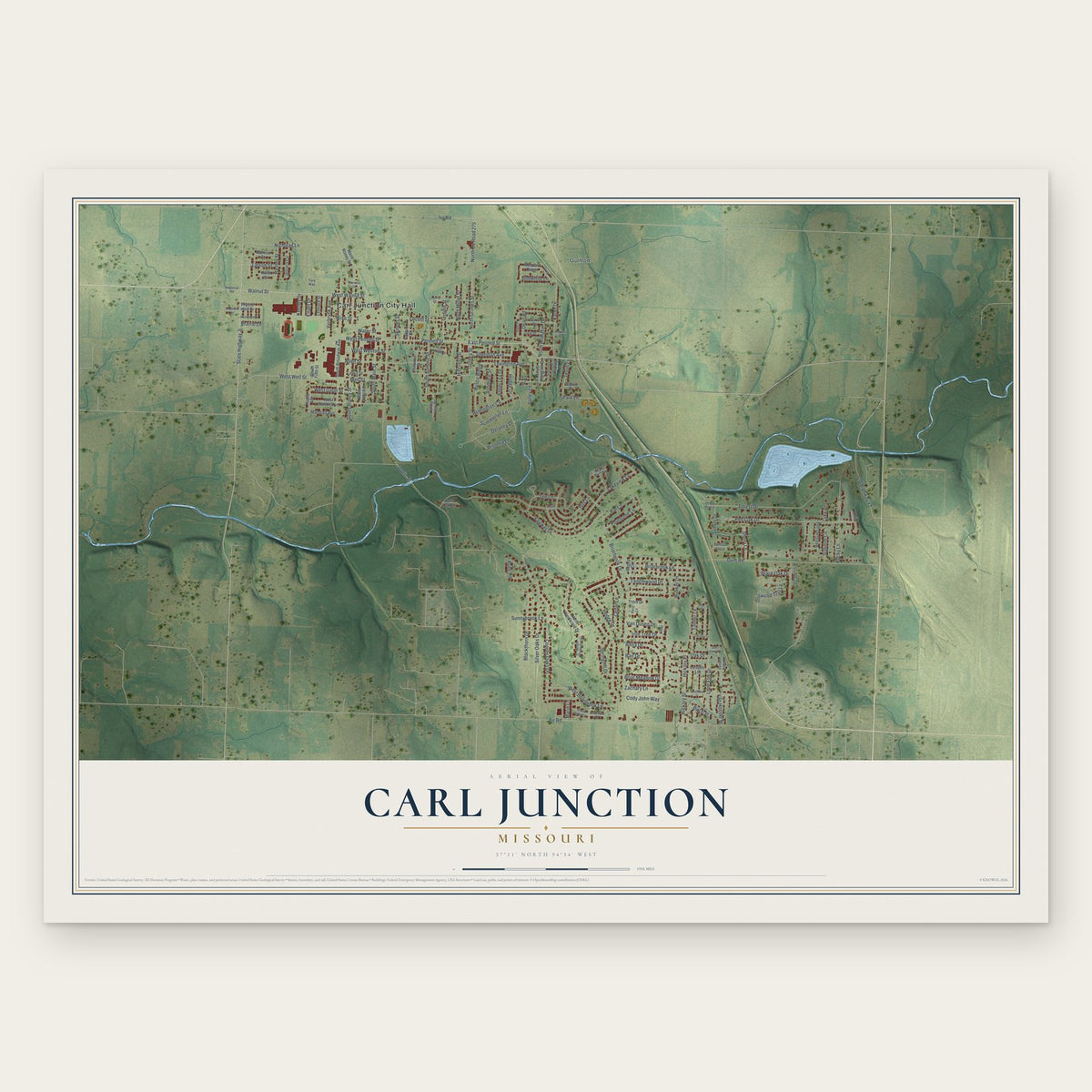 Carl Junction, Missouri map print, the full design