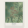 Bluffs, Illinois map print, the full design