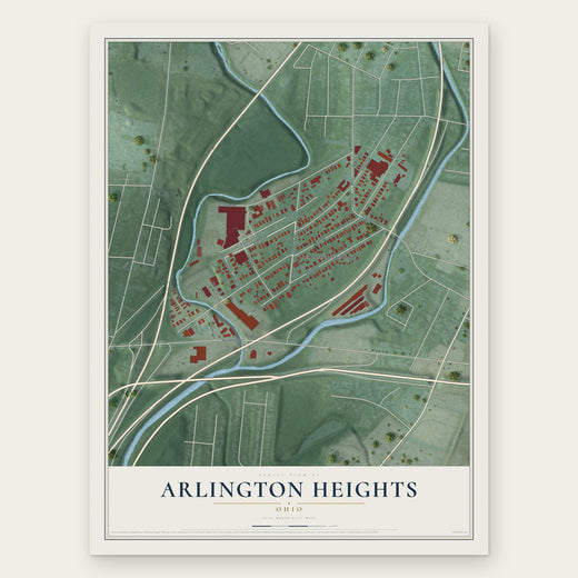 Arlington Heights, Ohio map print, the full design