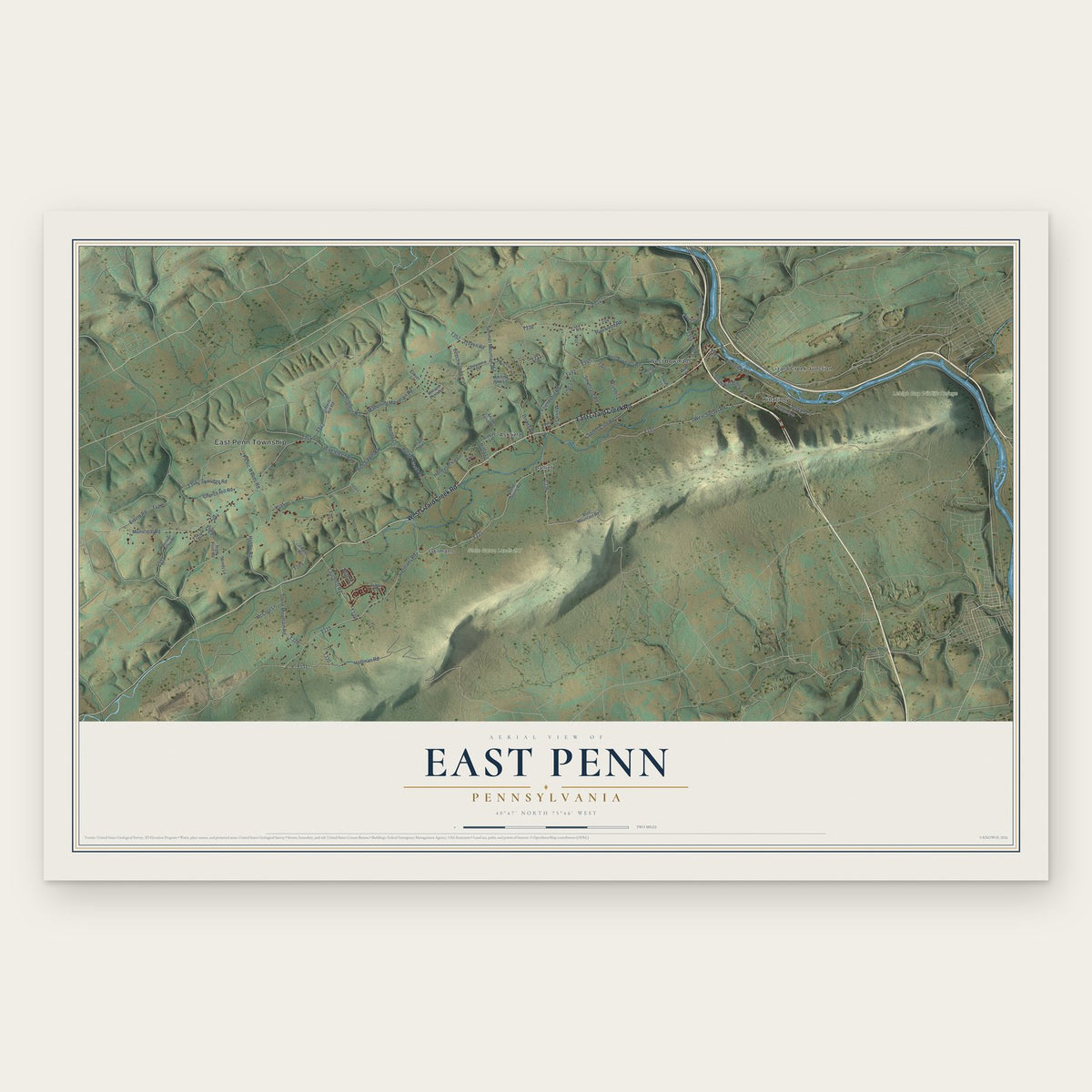 East Penn, Pennsylvania map print, the full design