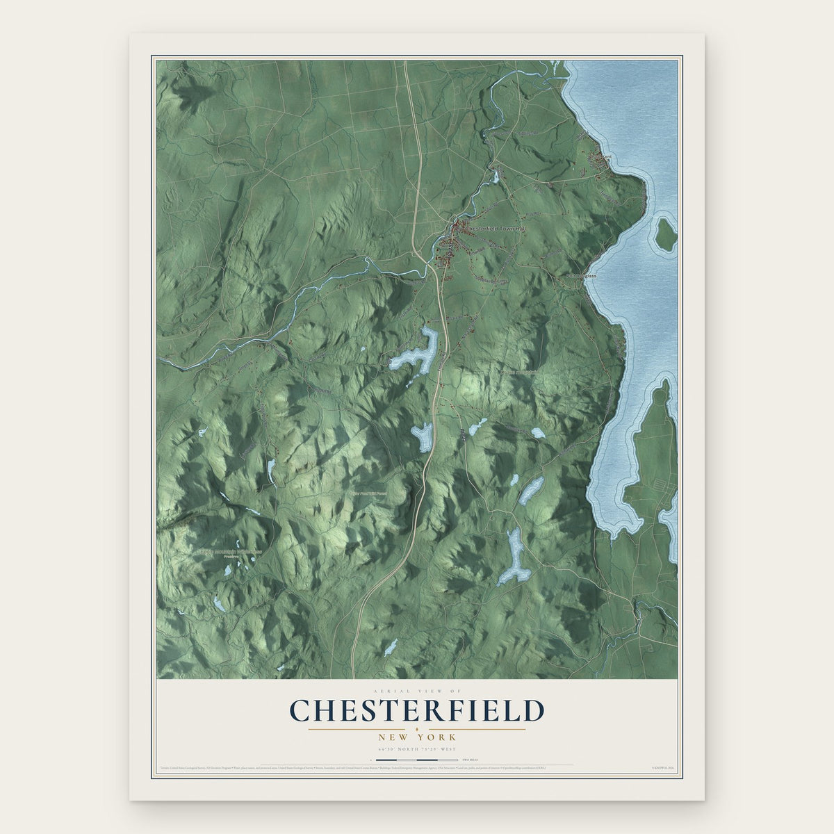 Chesterfield, New York map print, the full design