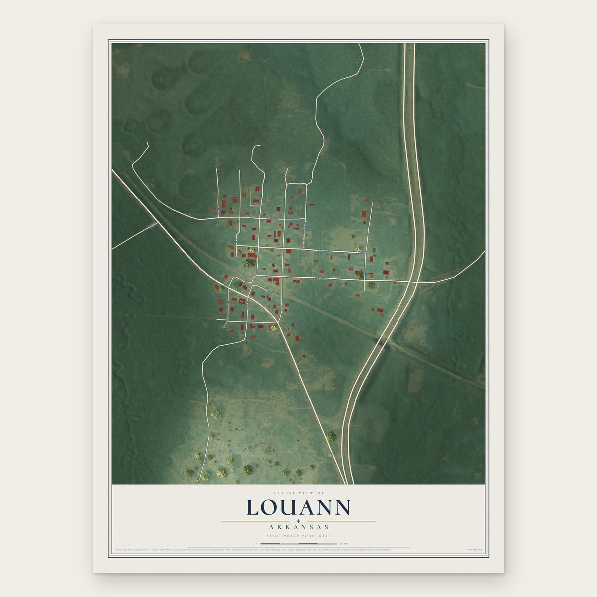 Louann, Arkansas map print, the full design
