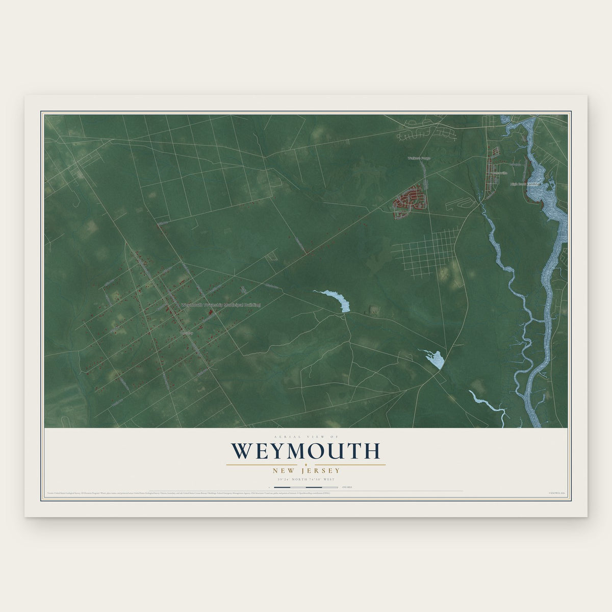 Weymouth, New Jersey map print, the full design