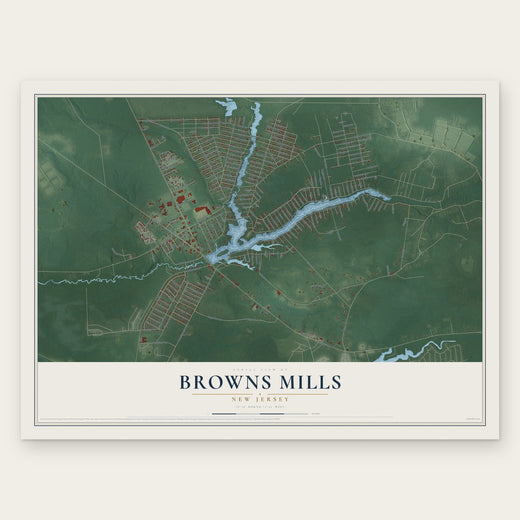 Browns Mills, New Jersey map print, the full design