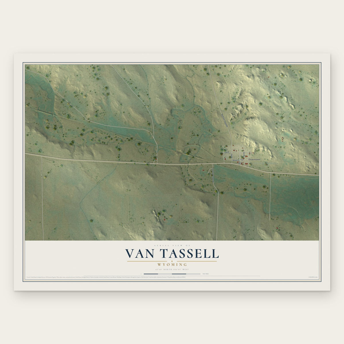 Van Tassell, Wyoming map print, the full design