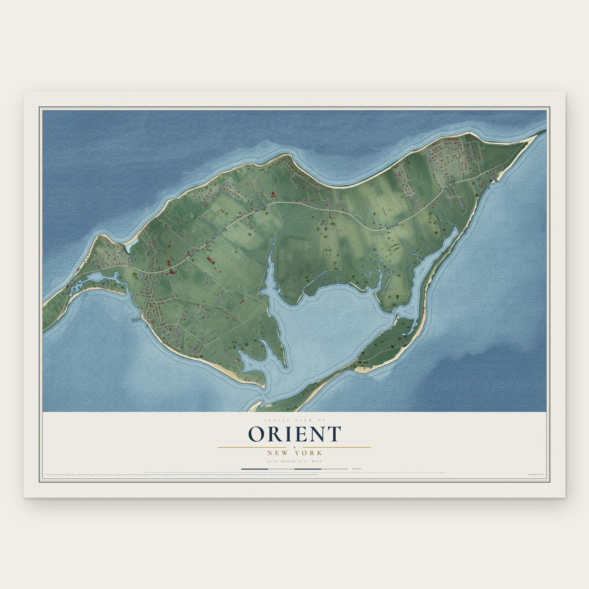 Orient, New York map print, the full design