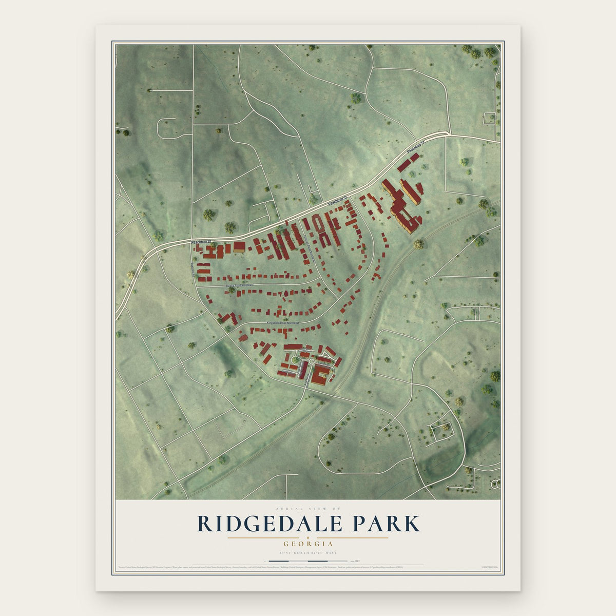 Ridgedale Park, Georgia map print, the full design