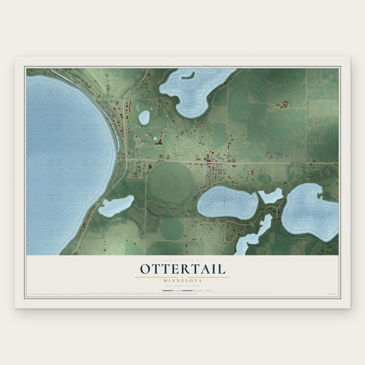 Ottertail, Minnesota map print, the full design