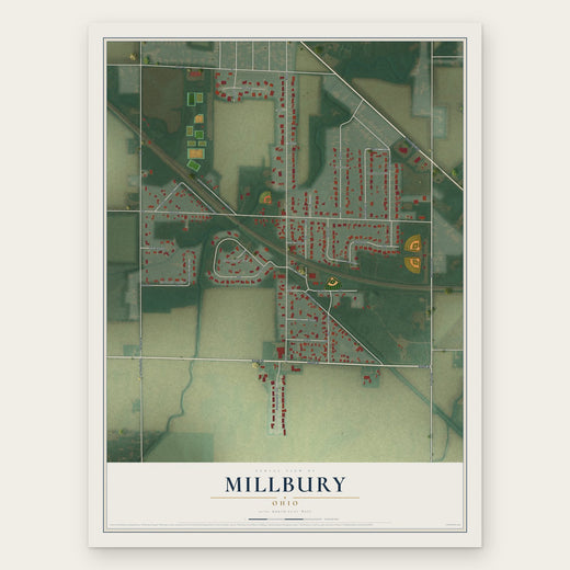 Millbury, Ohio map print, the full design