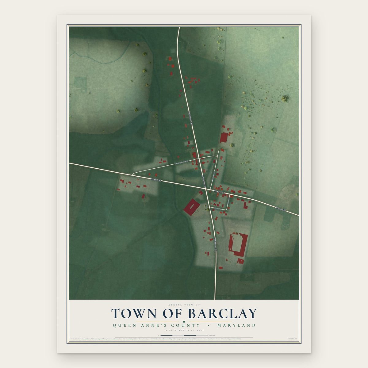 Barclay, Maryland map print, the full design