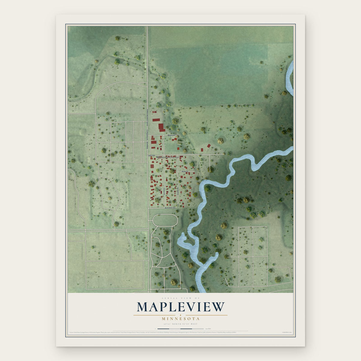 Mapleview, Minnesota map print, the full design