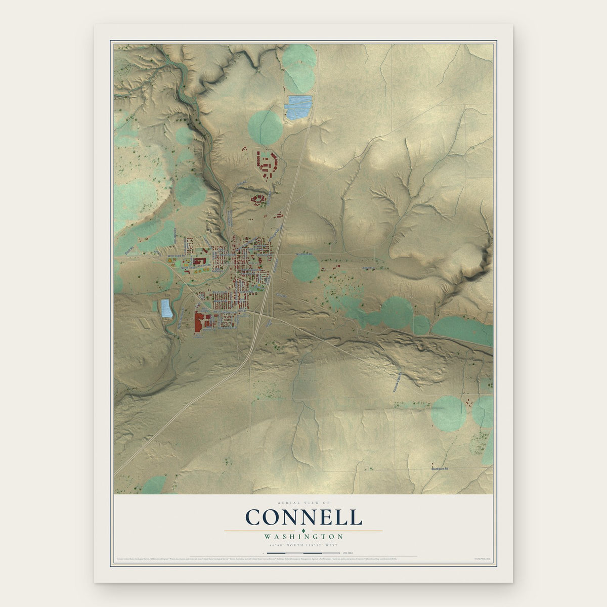 Connell, Washington map print, the full design