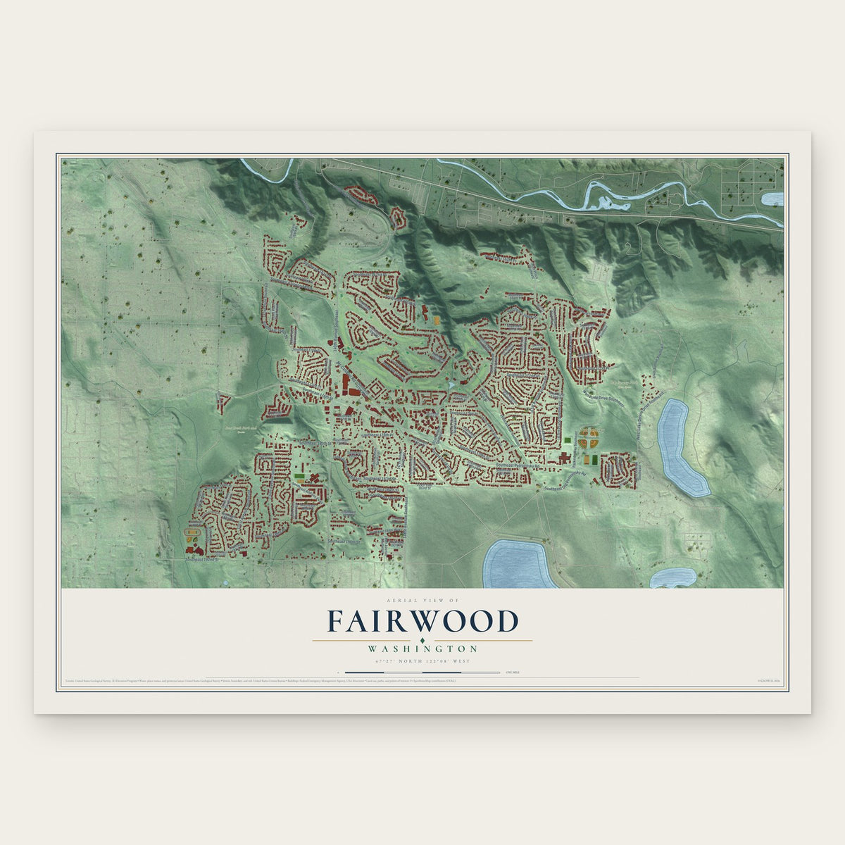 Fairwood, Washington map print, the full design